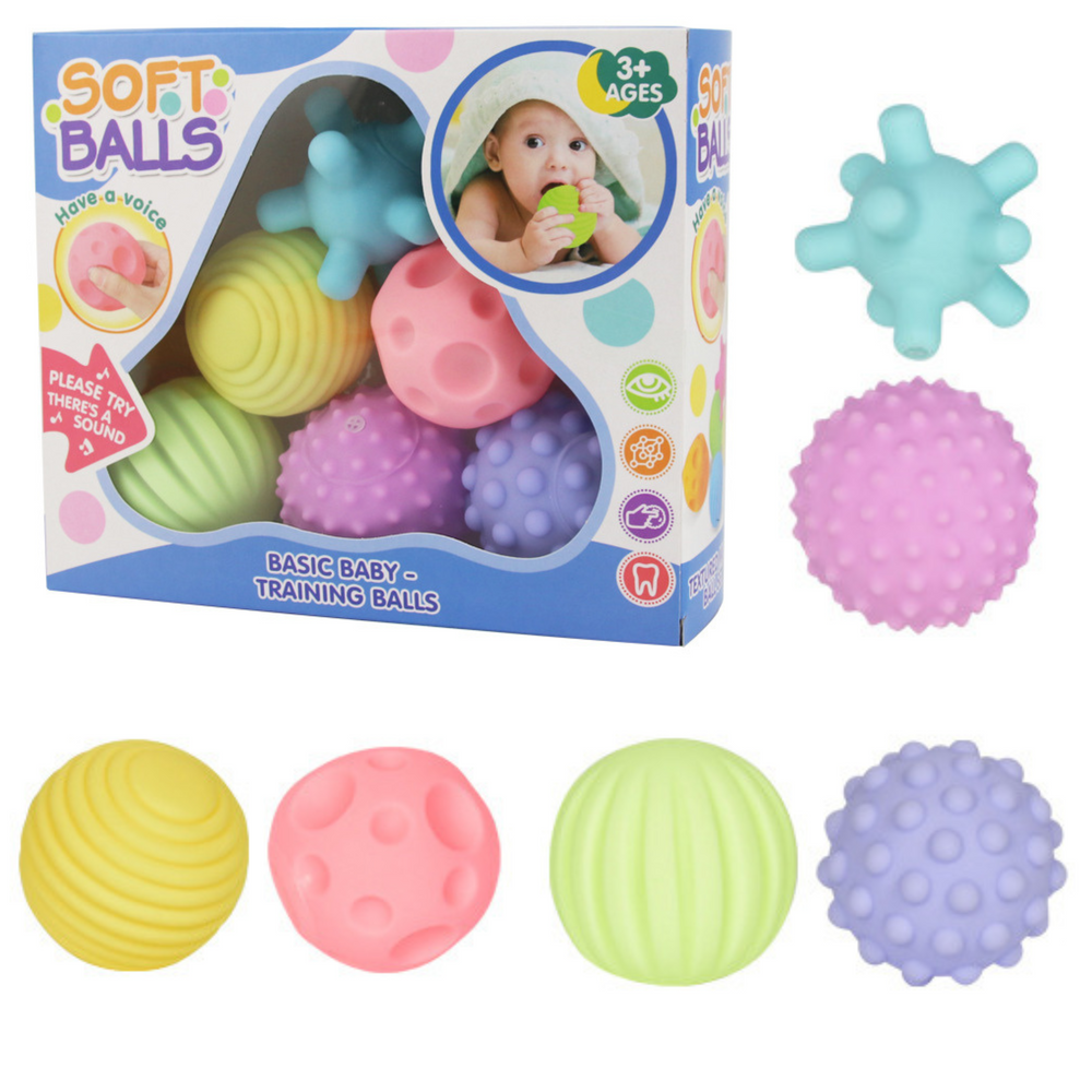 Set mingi senzoriale pentru copii, multicolor, 6 bucati, Lean 25052