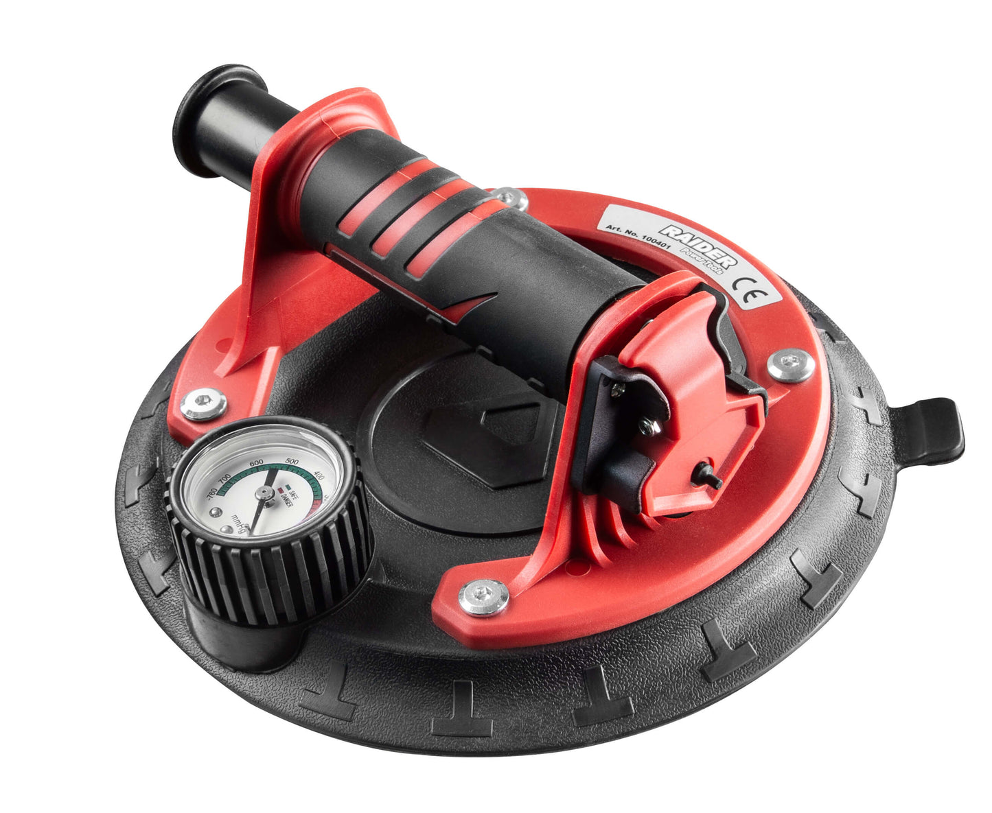 Ventuza cu pompa de vid si manometru, capacitate ridicare 168 kg, 205 mm, Raider 100401