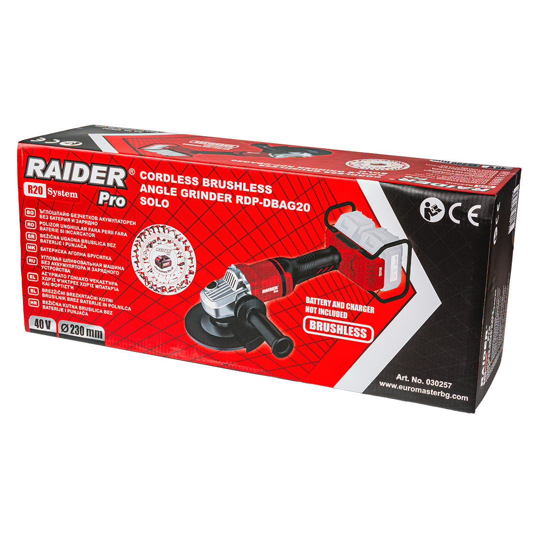 Polizor unghiular RDP-DBAG20 Solo (fara acumulator si incarcator), 40 V, 230 mm, Raider 030257