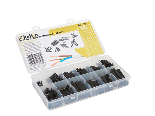 Set tuburi termocontractabile negre, 245 bucati, Geko G02909