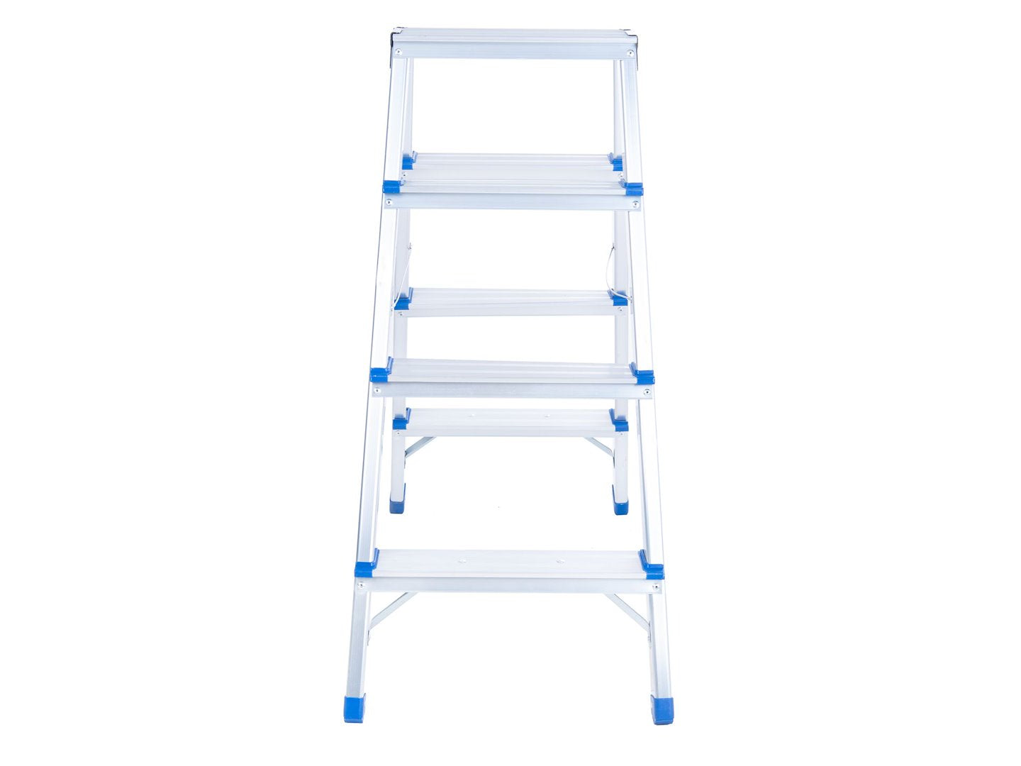 Scara dubla din aluminiu cu 4 trepte, inaltime de lucru 2.41 m, capacitate maxima 150 kg, Geko G02434